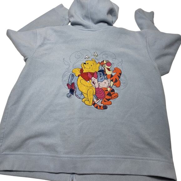 Vintage Winnie The Pooh Disney Full Zip Hoodie Fleece Women's Size 2XL Blue - Picture 1 of 8